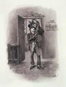 Bob Cratchit és Tiny Tim, Thomas Archer „Charles Dickens: Egy pletyka az életéről” című művéből, 1894 körül.